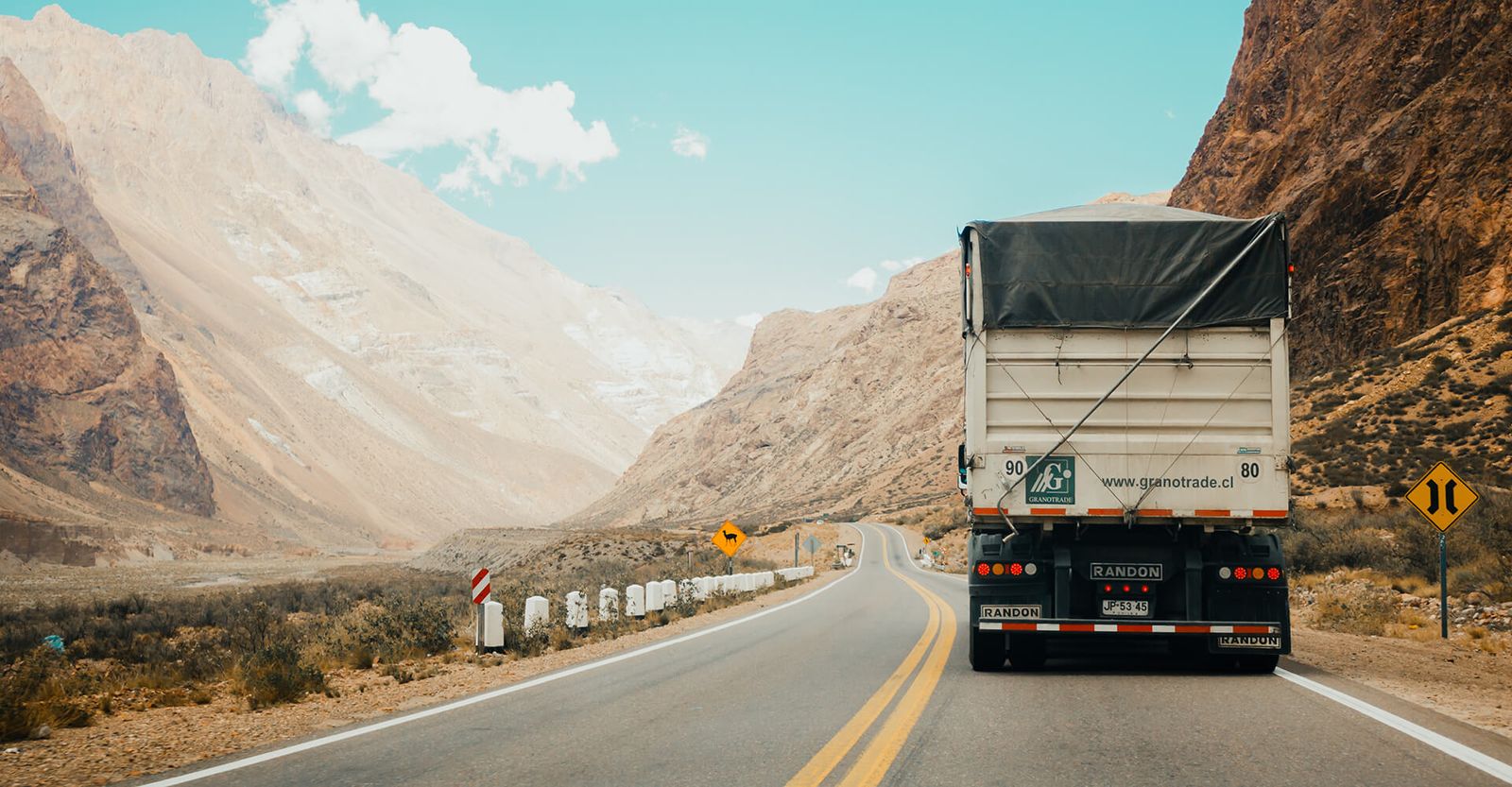 Cargo truck transporting export goods on highway